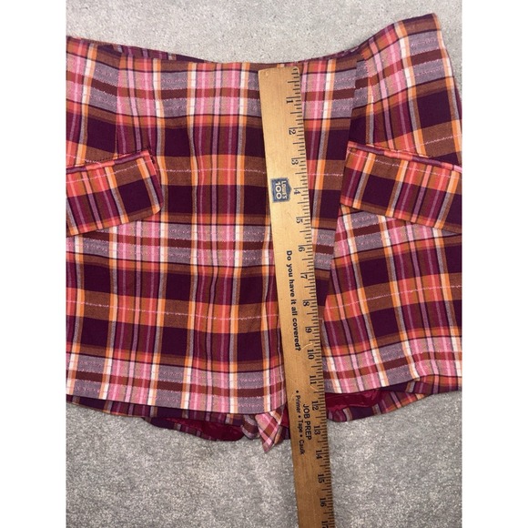 Maeve Sunday Plaid Mini Skort Anthropologie 4 Petite Red Pink - Picture 8 of 11